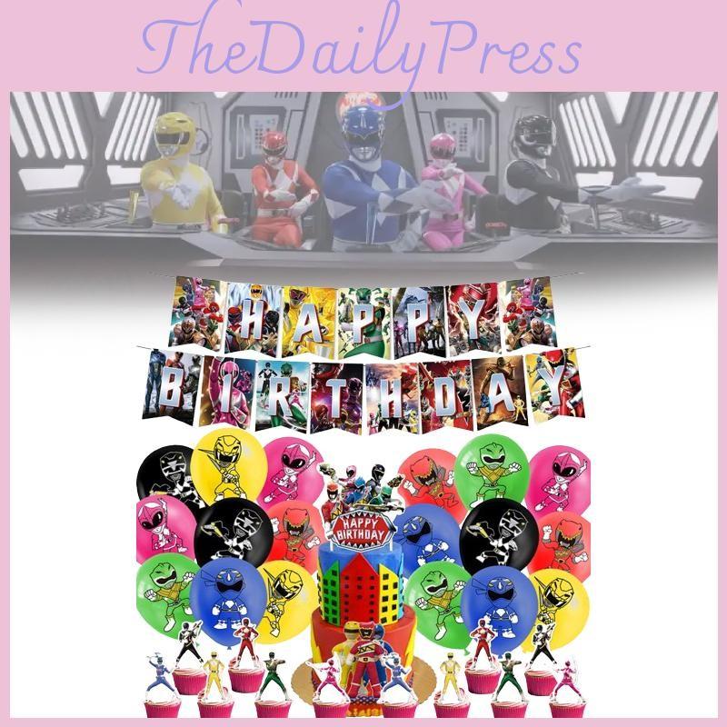 Power Rangers Theme Party Supplies Decoration Banner Balloons Cake Cupcake Set