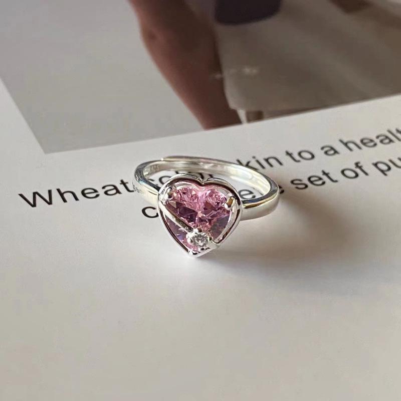 Korean-Style Pink Heart Ring: Women s Simple, Versatile, Exquisite Open Finger Ring