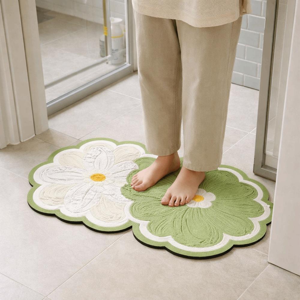 Modern Style Non-Slip Diatomite Bathroom Mat Quick Dry Soft Flower Door Mat Water-absorbing Wear-resistant Dusting Pad Bathroom