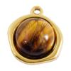 5pcs Real Natural Stone Tiger Eye Charm Sun Eye Oval Boho Pendant Gold Color Stainless Steel Pendants For Jewelry Making Finding