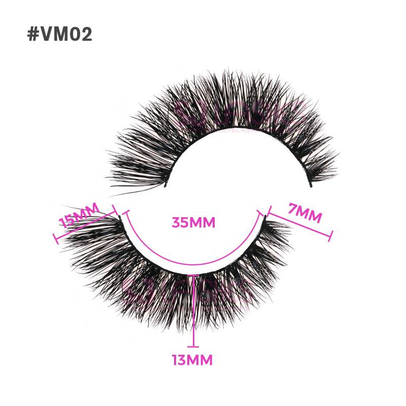 3 Pairs High Quality Strip Lashes Handmade Natural for Fluffy Mink Lashes Custom Logo Box Packaging