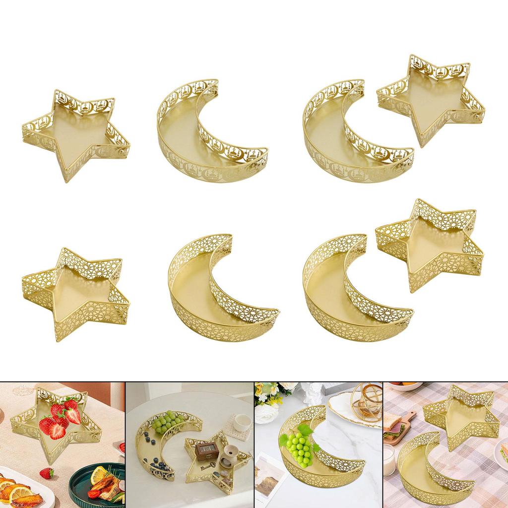 Moon Star Tray Eid Mubarak Tray Elegant Centerpiece Serving Platter for Events Family Gatherings Home Decoration Kitchen