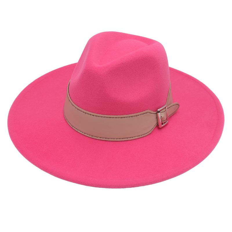 Men'S And Women'S Enlarged Brim, Wide Belt Buckle Top Hat, Jazz Hat, Trendy Hat