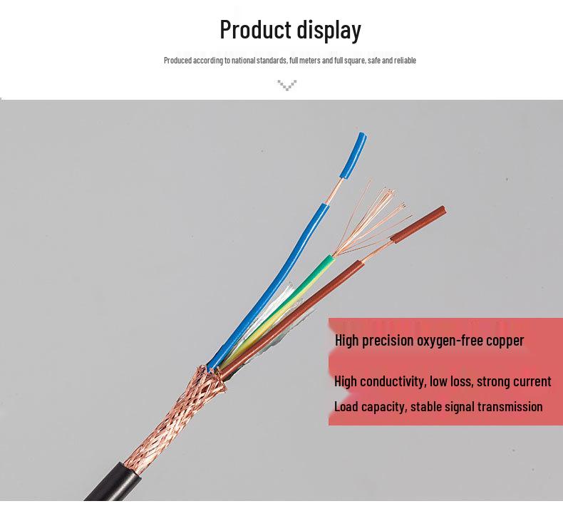 Double Shielded Oxygen-Free Copper RVVP Signal Cable—2, 3, 4, 8 Core Options (0.2 Sq. mm) for Household Appliances