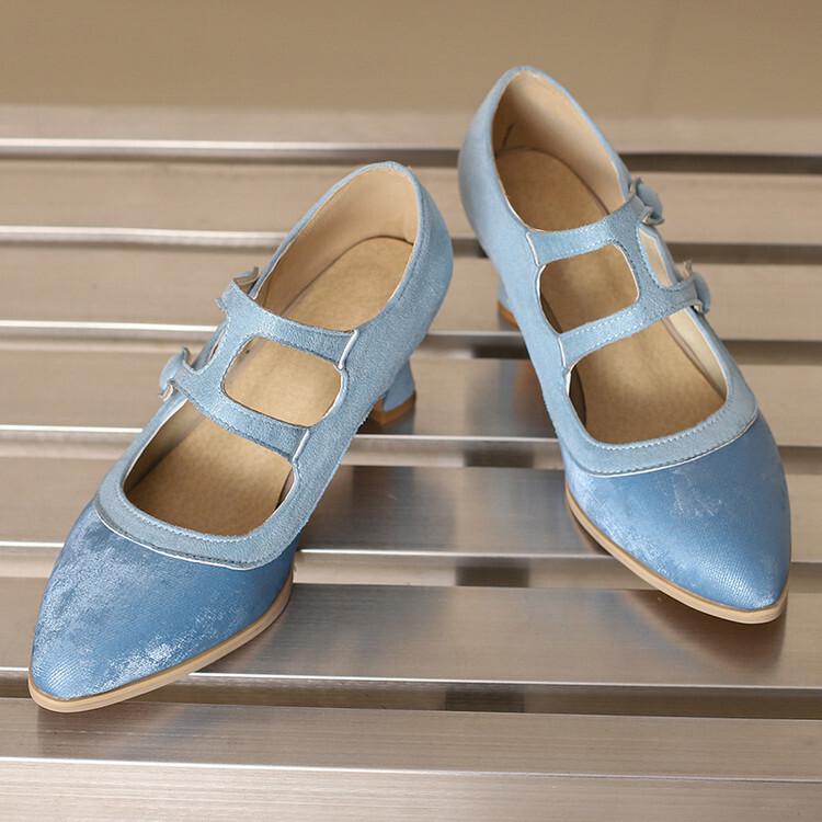 Spring Retro Pointed Head Light Mouth High Heel Mary Jane Shoes Double Breasted Medium Heel Women