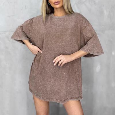 T-shirt Vintage Lavata in Cotone Pesante a Maniche Corte: Stile Hip-Hop Retrò High Street