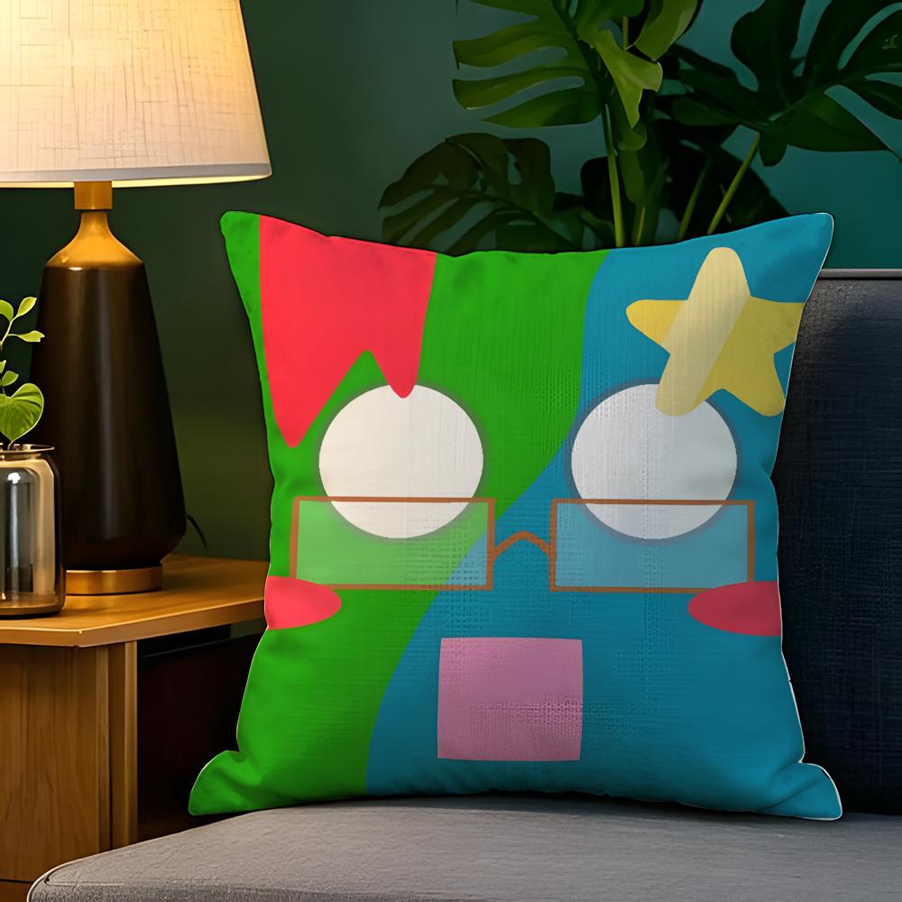 Funda de almohada BFDI BBattle for Dream Island Funda de almohada de lino natural Decoración a doble cara Funda de almohada para sofá Decoración del hogar