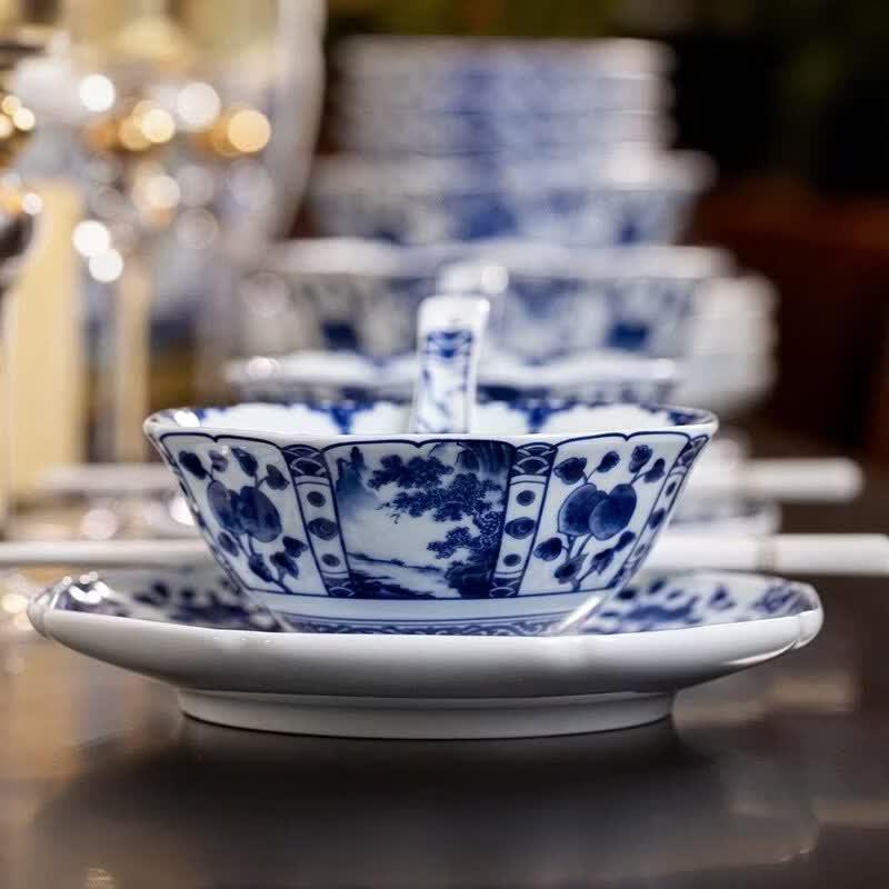 Jingdezhen Blue & White Underglaze Porcelain Dinnerware Set