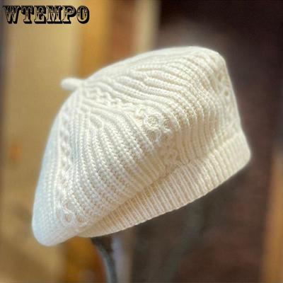 Boina de lã tricotada crianças outono inverno lazer moda retro pintor bud chapéu boina bonés