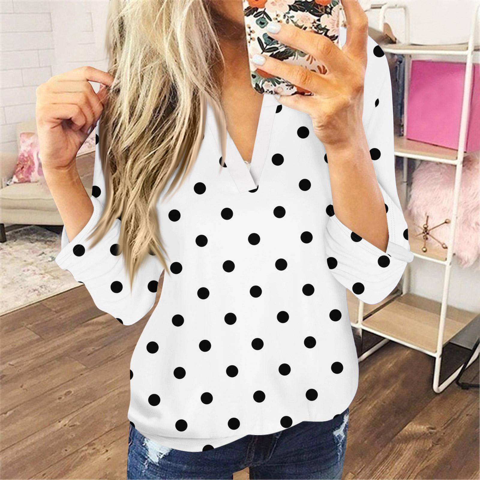 

Women s T Shirt Tee Button Print Long Sleeve Daily Weekend Fashion Basic V-Neck Basic Tops Pullover XXL білий