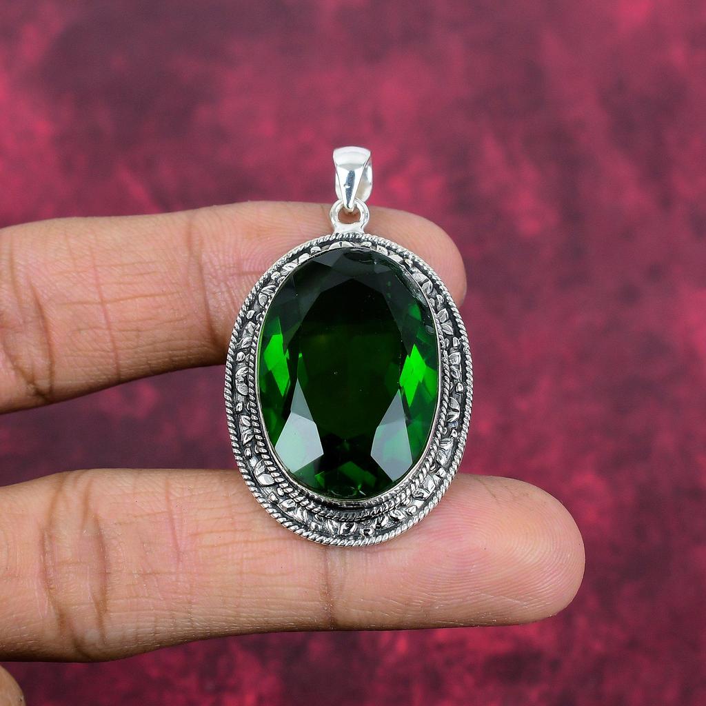 Peridot Pendant Gemstone Jewelry, 925 Solid Sterling Silver Pendant, Handmade Jewelry Birthstone Pendant, Gift For Him