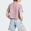 Adidas Originals Cropped Polo Shirt Cartoon Logo Embroidery Detail Sports Short Sleeve Polo Women tops Magical-Purple Pink IN4140