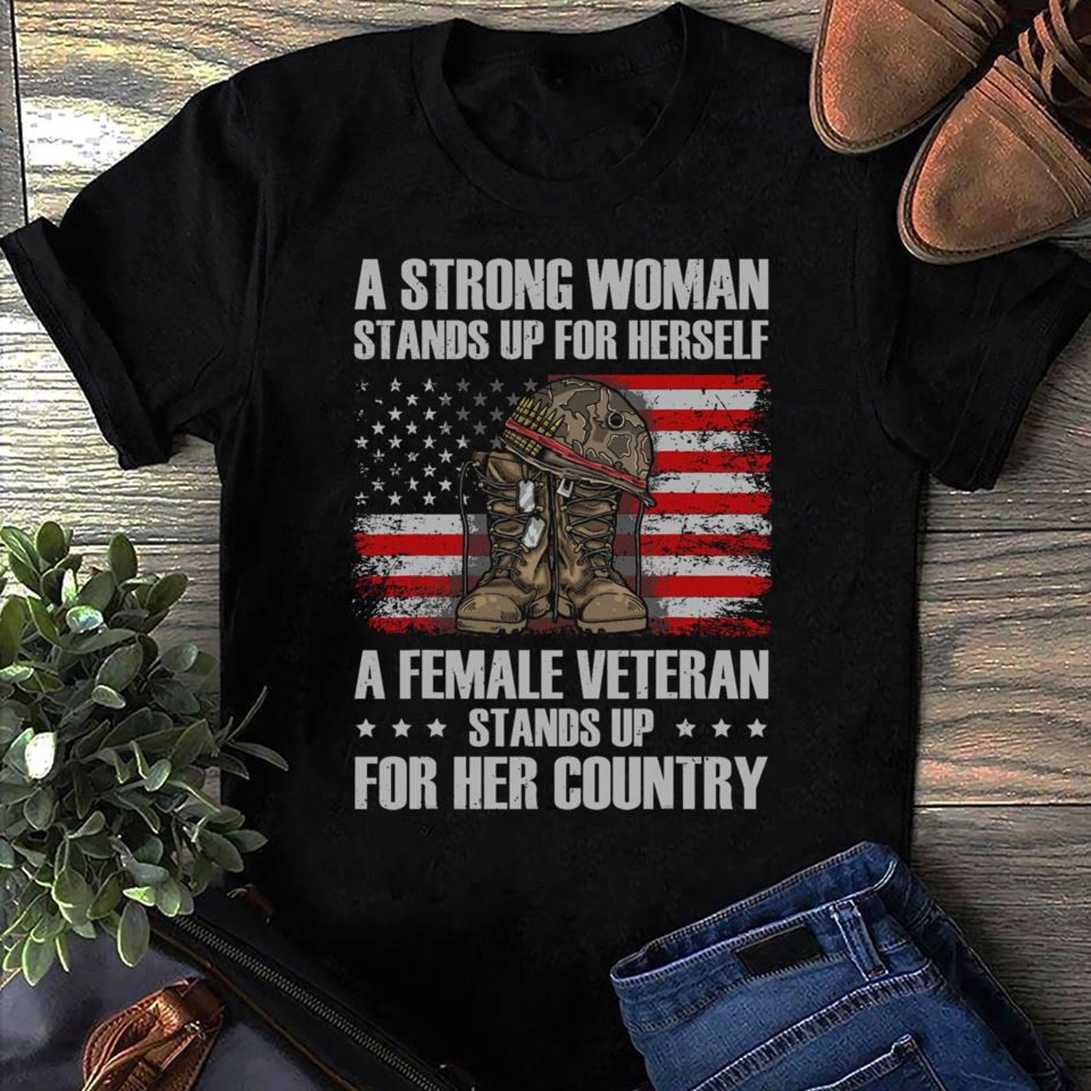 Female Veteran T-Shirt: Patriotic Military Mom Gift S