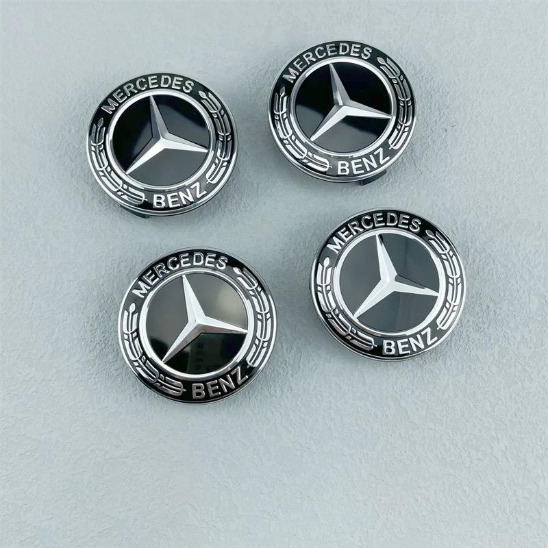 

New 2025 Hot 4pcs 75mm Black Car Wheel Center Caps Hub Caps For Mercedes Benz W176 W177 W204 W205 W212 W213 W206 X156 X253 W117
