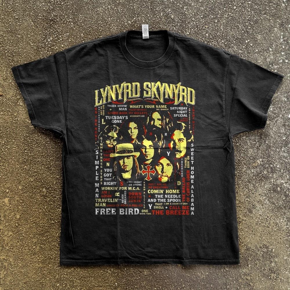 

Rare Lynyrd Skynyrd Song List Vintage Style Unisex TShirt Size S5XL Unisex T-Shirt L