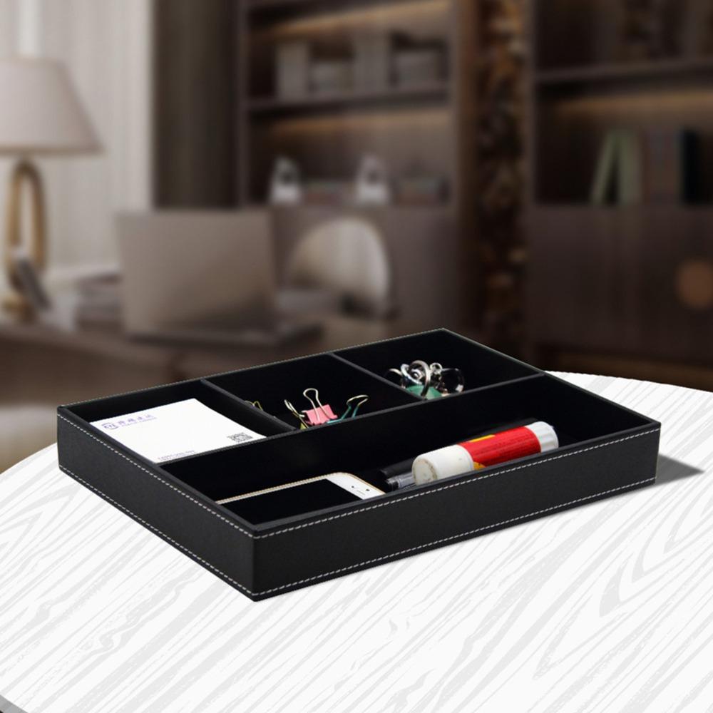Multi-function Stationery Organizer Leather Desktop Box Neat Arrange Storage Tray  Business Supply