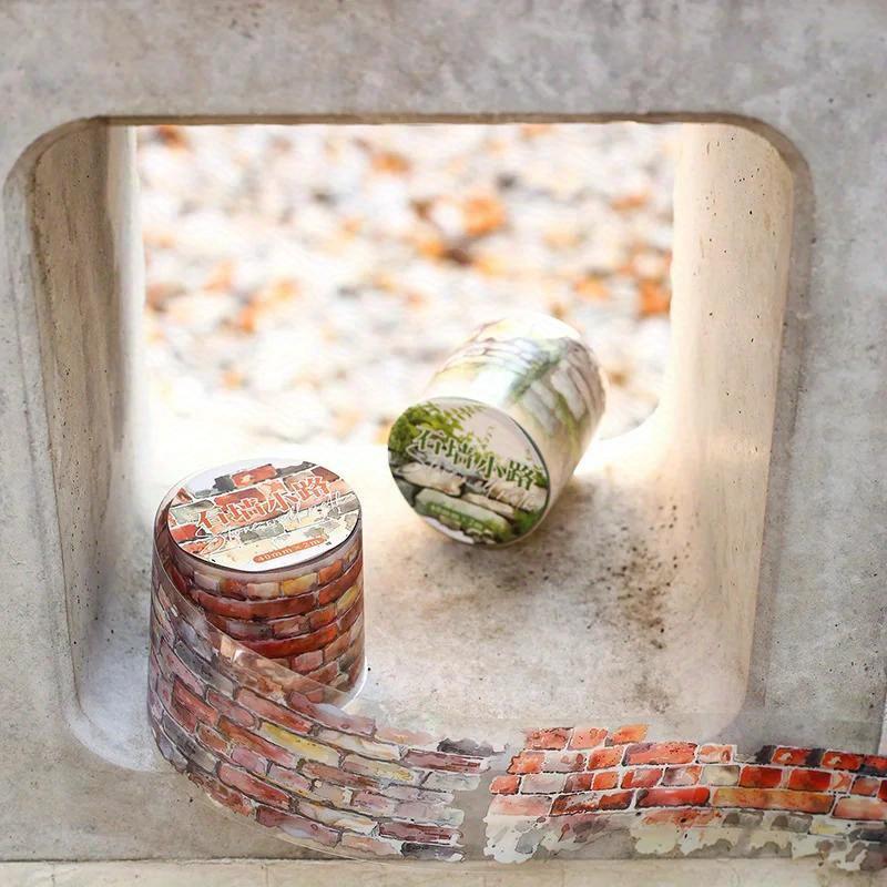 1Roll Tape Stone Wall Texture One Fine Day Priming Collage European Path Series Handbook Priming DIY Scrapbook Cut 40mm*2m