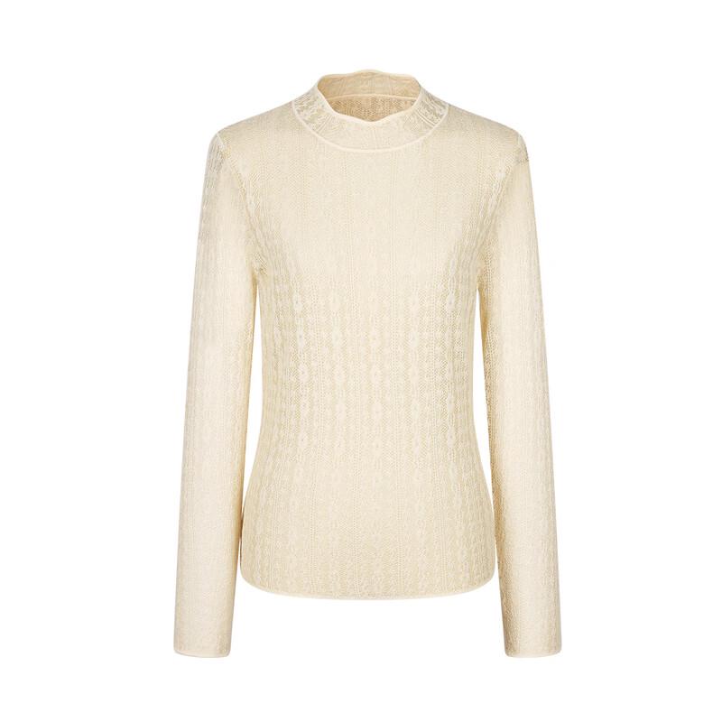 FivePlus Women's Hollow-Out Wool Blend Mock Neck Knit Sweater