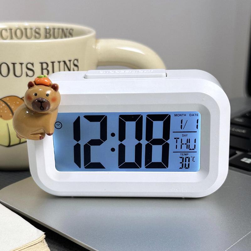 Luminous Cute Beaver Alarm Clock - Multifunctional Silent Desktop Clock with Timer for Dorms and Bedside.