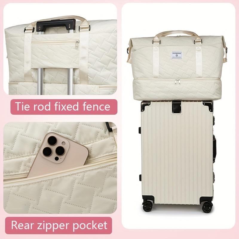 Σετ 2 τεμαχίων Μεγάλη Χωρητικότητα Ταξιδιωτική Τσάντα Duffel με Θήκη Παπουτσιών και Θήκη Καλλυντικών, Casual Νάιλον Τσάντα Γυμναστηρίου, Χειραποσκευή για Σαββατοκύριακο/Διανυκτέρευση