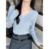 Autumn Winter Fashion Long Sleeved Pullover Sweater Women V Neck Loose Casual Bottoming Shirt 2025 Inner Knitted V-neck Top Solid Clothing