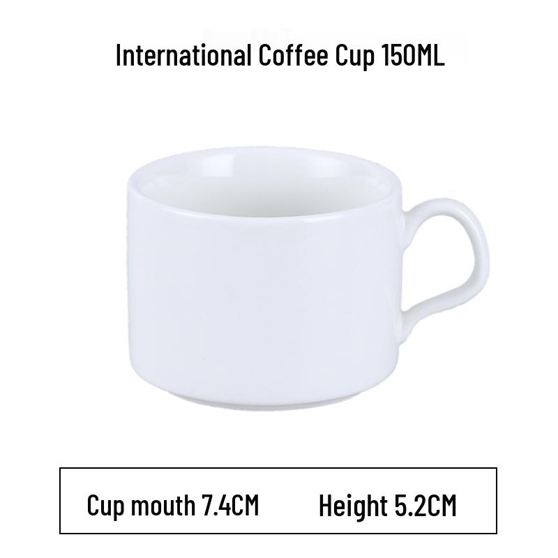 European Latte Art Cappuccino Cup & Saucer Set - White Ceramic Tea/Coffee Cup for Hotel Guest Room