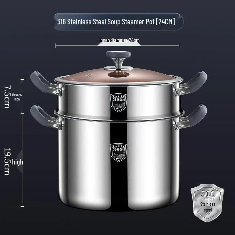 Extra Deep 316 Stainless Steel Stewing & Soup Pot - Food Grade, Large Capacity, Thick & Durable
