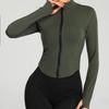 Women Full Zip-up Yoga Top Workout Running Jackets with Thumb Holes Stretchy Fitted Long Sleeve Crop Tops Activewear