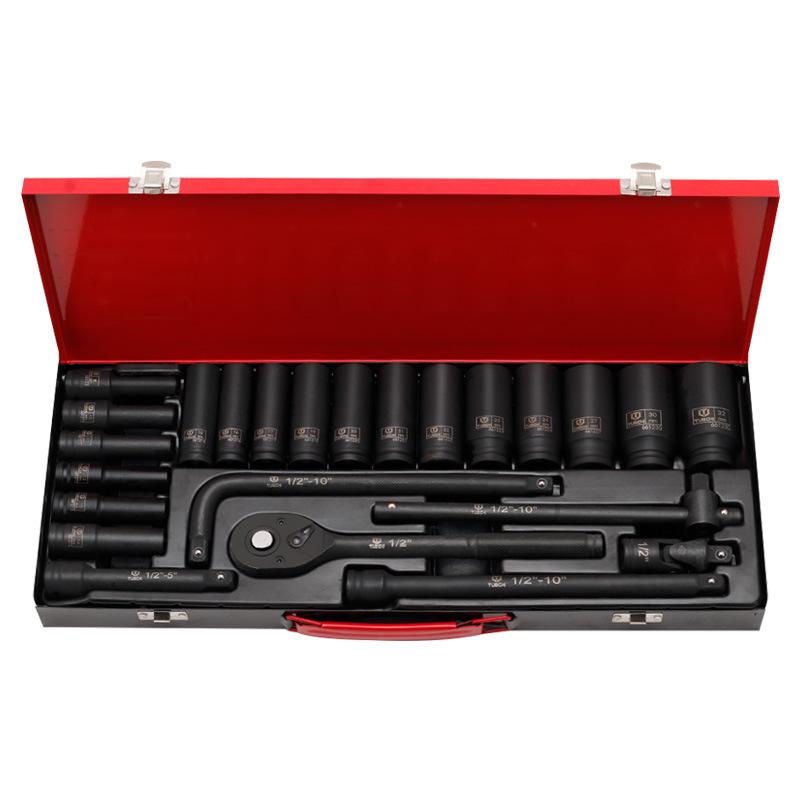 24-Piece 1/2 Hex Extended Air Impact Socket Set: Heavy-Duty Pneumatic Torx Wrench