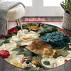 1Pcs Round Woven Area Rug Non-Slip Machine Washable Polyester Floor Mat for Living Room Bedroom Outdoor Patio Garden Deco