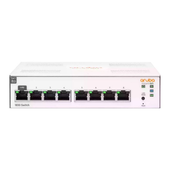 RÉSEAU, Commutateur, Commutateur autonome, HPE Aruba Ion 1830 8g Sw spécifications Ports LAN 8N Type et vitesse des ports LAN RJ-45