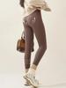 Autumn Winter Rabbit Fleece Sharkskin Leggings Women Casual Basic Thicken Warm Leggings Brown Fleece Lined Tights