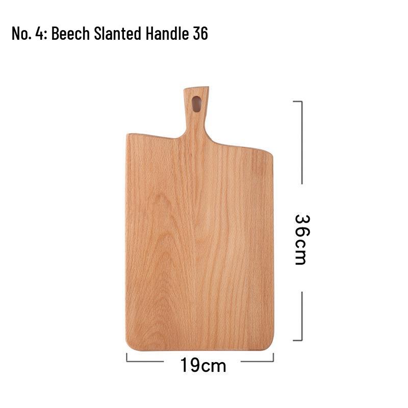 Japanese Style Beech Wood Chopping Board with Handle, Double-Sided, Hangable for Bread, Pastry Storage and Display.