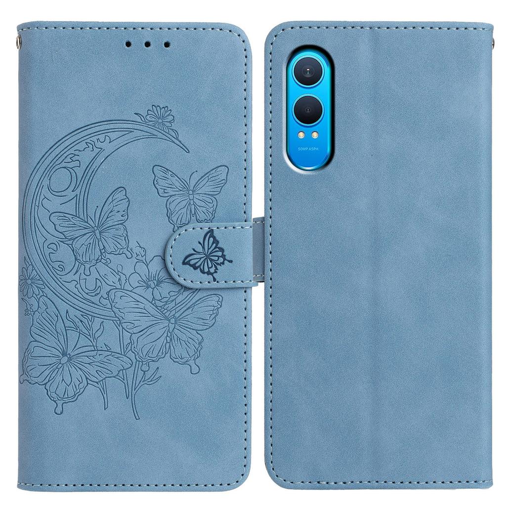 For OnePlus Nord CE4 Lite 5G Case Butterfly Flower Imprinted PU Leather Wallet Stand Phone Cover
