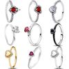 New 925 Sterling Silver Charm Red Heart-shaped Rings Women Rings Fine Jewelry Fashion Mother Gifts