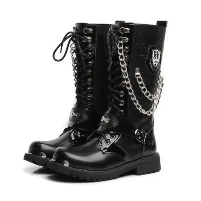 2024 Neue Mode Herrenstiefel Trend Koreanischer Stil Motorradstiefel Metalldekoration Plateaustiefel Herren Bequeme Laufschuhe