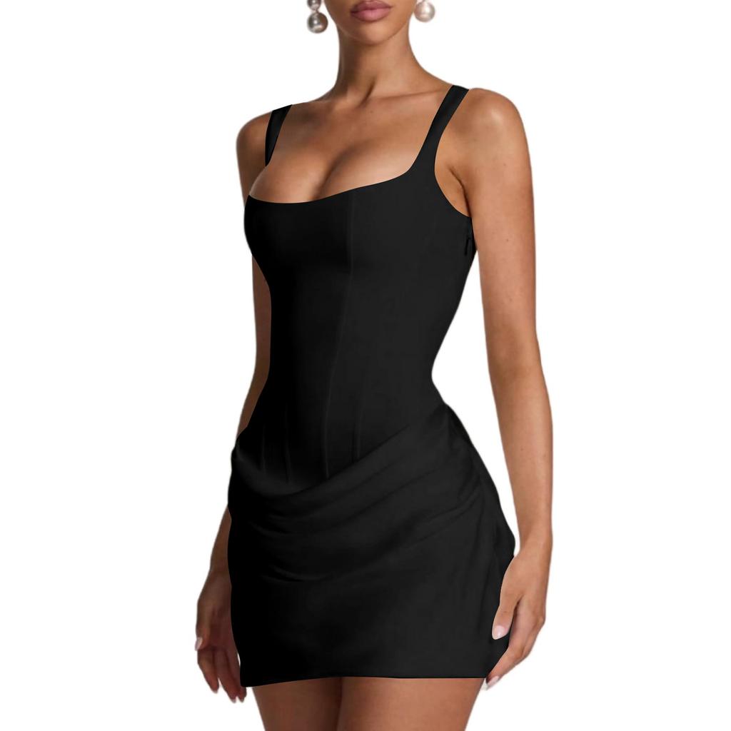 Ladies' Casual Slim Fit Fishbone Desire Suspender, Hip Hugging Dress, Short Skirt