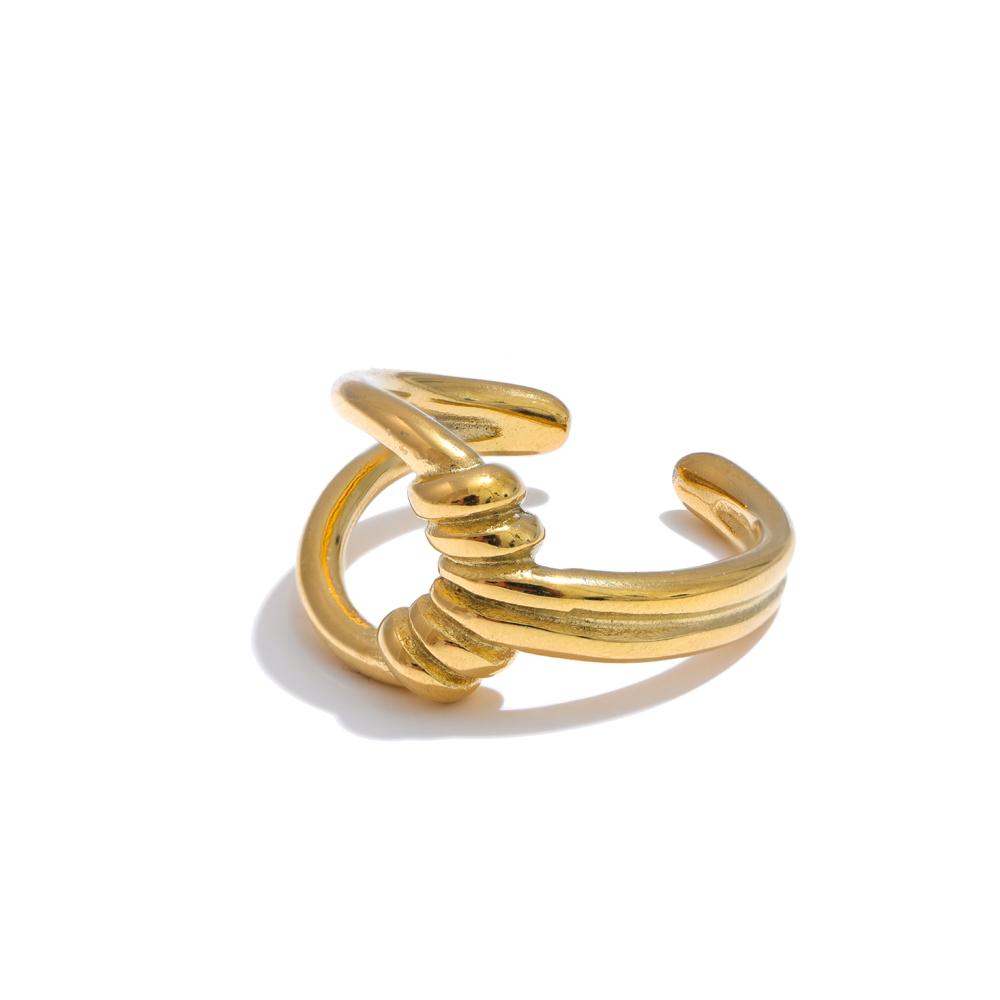 

Yhpup Stylish Unique Stainless Steel Geometric Hollow Open Personalized Ring Gold Silver Color Chic Popular Jewelry Gift 7