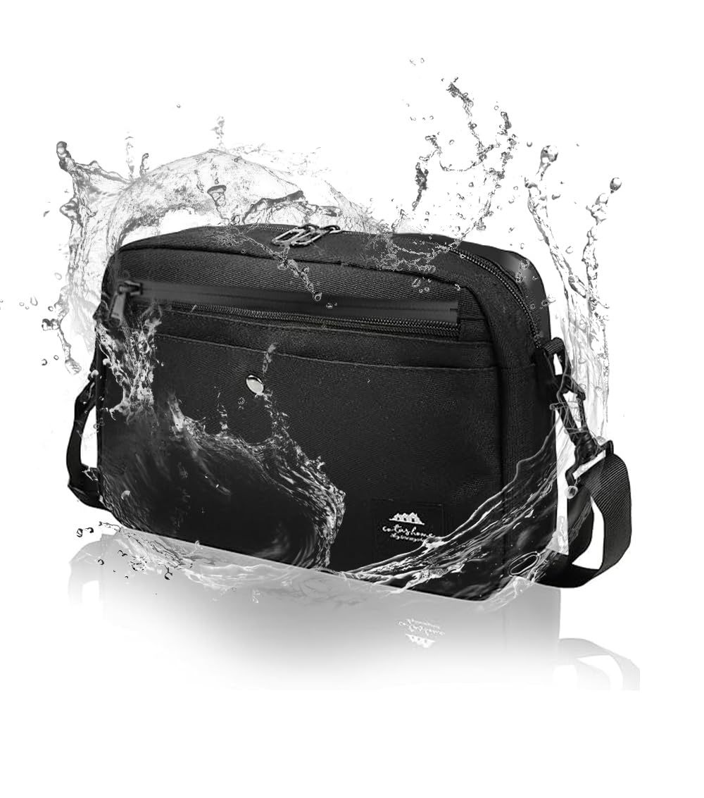 

home Tough Air YKK Waterproof Zipper Shoulder Bag for Men and with YKK Waterproof Zipper Wrapping Cota s Women, Small, Water-Repellent, [Gift чорний