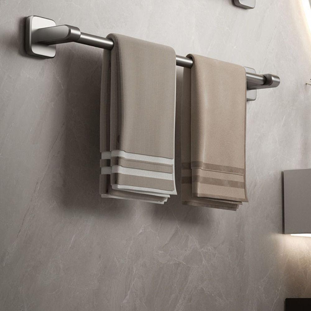 Good Bearing Capacity Towel Rack Rust-proof Wall Shelf Durable No-punch Towel Bar Bathroom Cabinet