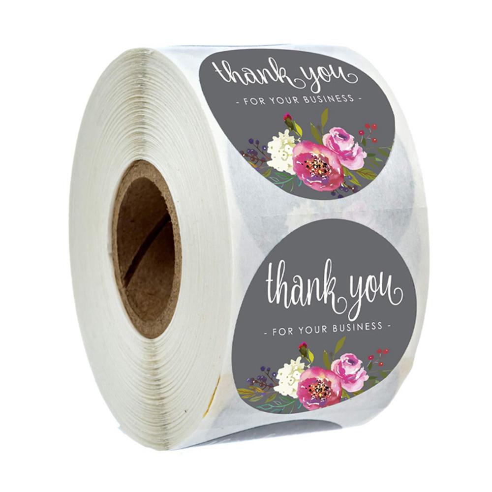 500pcs Thank You Stickers Green Flowers Thank You Labels for Birthday, Weddings, Giveaways, and Small Business Shipping Stickers
