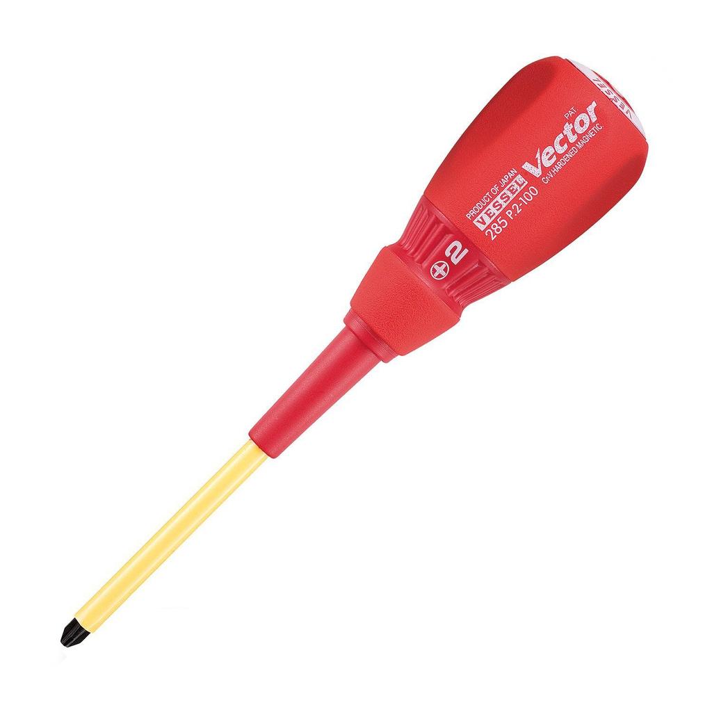 VESSEL Vector Electrician's Screwdriver with Shaft Cover +2×100 285