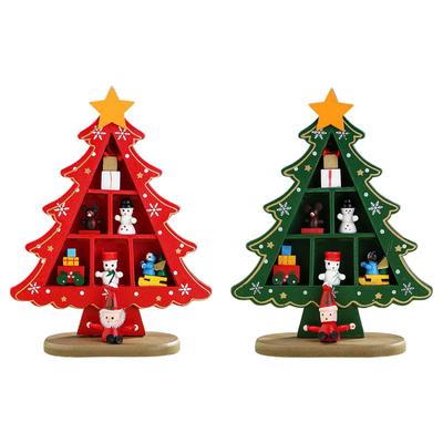 Wooden Christmas Tree Desktop Decor Compact Lightweight Craft Christmas Ornament for Festivals Home Holiday Christmas Party