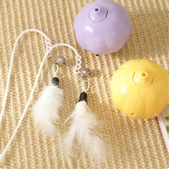 Cat Bouncy Ball Toy Basketball Football Baseball Cat Pounce Toy Rubber Ball Chew Toy with Feathers for Interactive Play Self-Entertainment