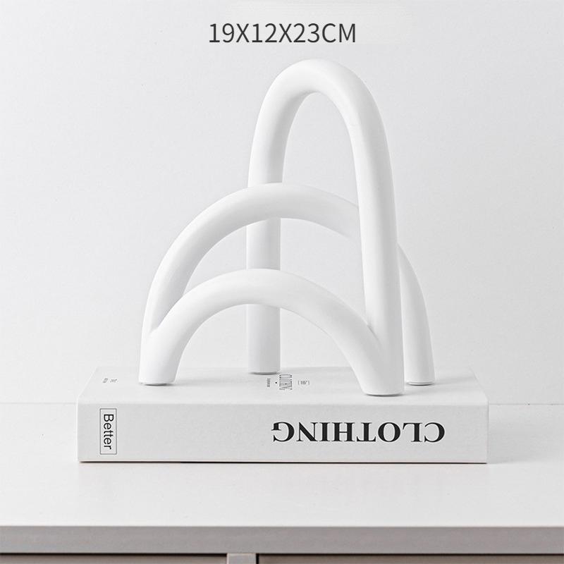 

Современный минималистский геометрический арт линия дуга украшения смоляные изделия нерегулярные офис торговый центр гостиная рабочий стол украшения белый