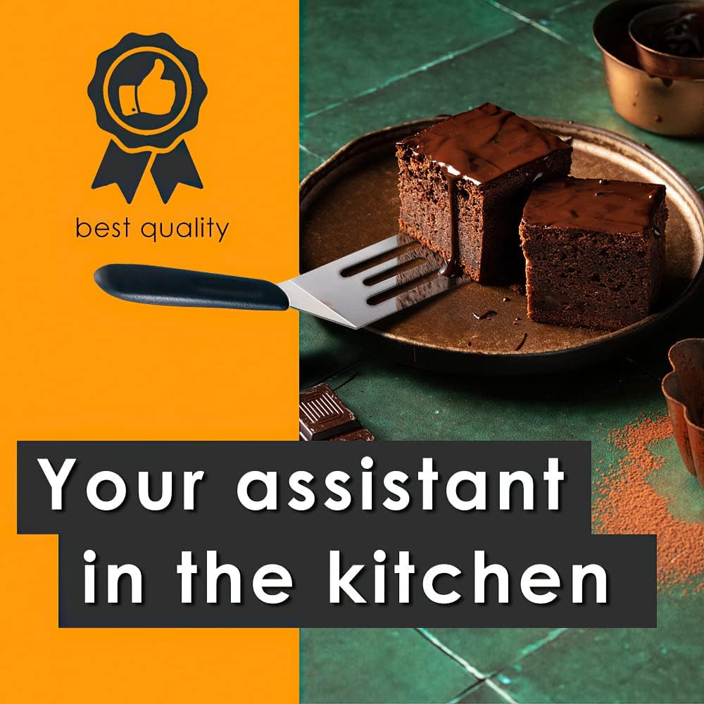 Stainless Steel Mini Serving Spatula, Culinary Kitchen Spatula for Serving and Turning, Mini Slotted Turner for Flipping, Cooking and Baking Kitchen