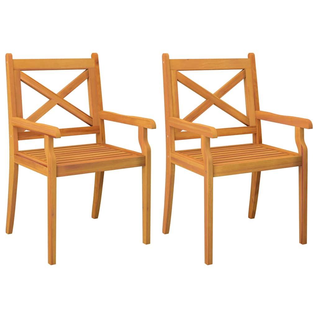 Garden Dining Chairs 2 Pcs Solid Acacia Wood