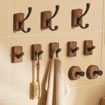 2Pcs Holz Haken Massivholz Wand Haken Kleber Haken Punch-Freies Kleiderbügel Hause Handtuch Schlüssel Haken Lagerung rack Wand Dekoration