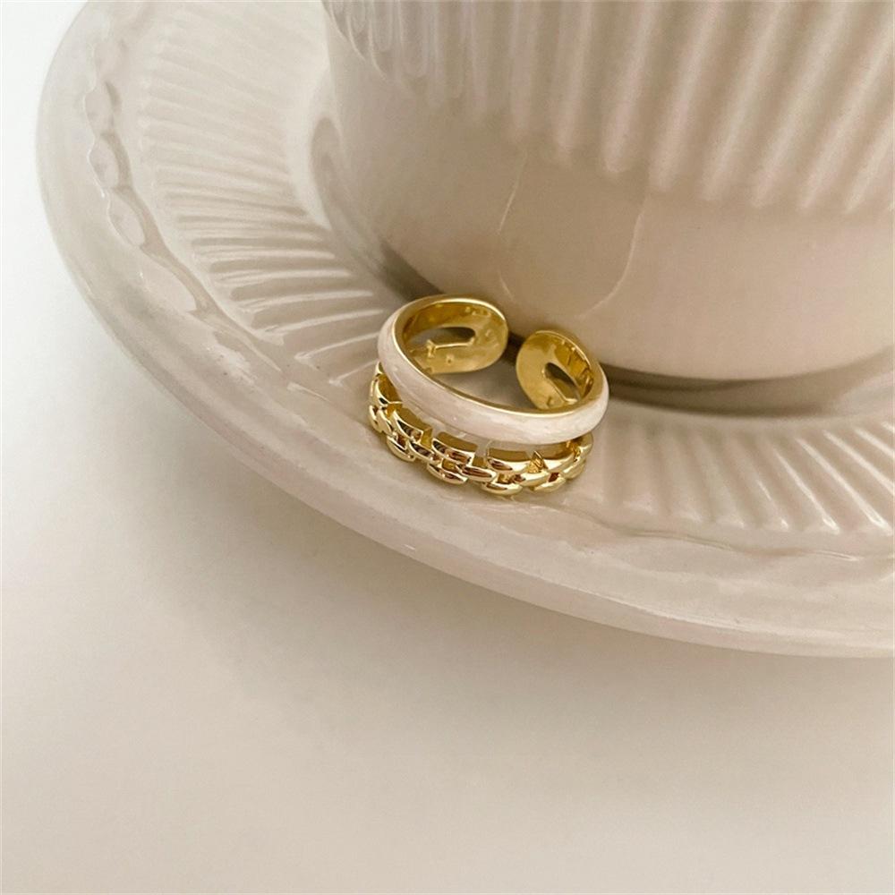 Korean drop glaze double-layer love ring female simple ins opening adjustable index finger ring