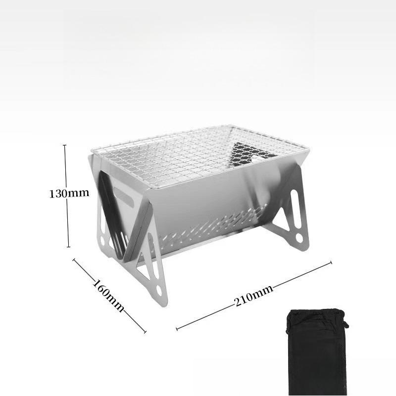 Miniature Camping Grill for Barbecuing, Folding Coffee Pot, Tea Heating Charcoal Stove, Stainless Steel Card-style Small Stove